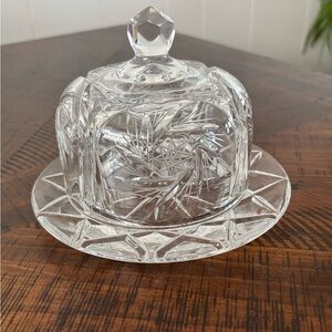 Vintage Pinwheel Crystal Butter Dish with Lid